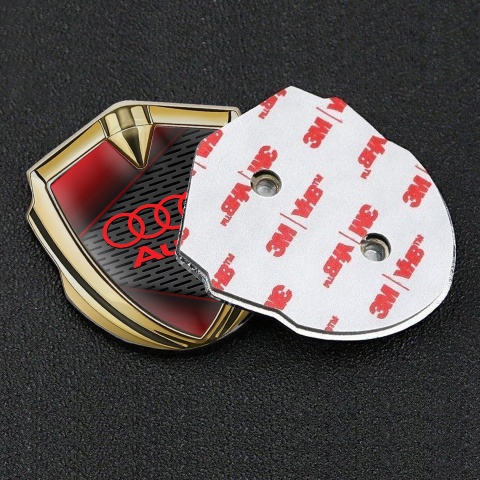 Audi Emblem Trunk Badge Gold Dark Mesh Red Elements Edition