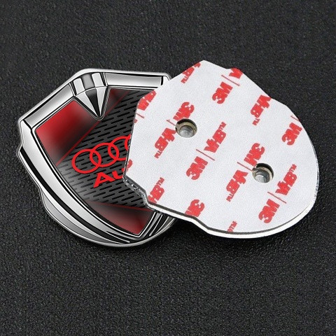 Audi Emblem Trunk Badge Silver Dark Mesh Red Elements Edition