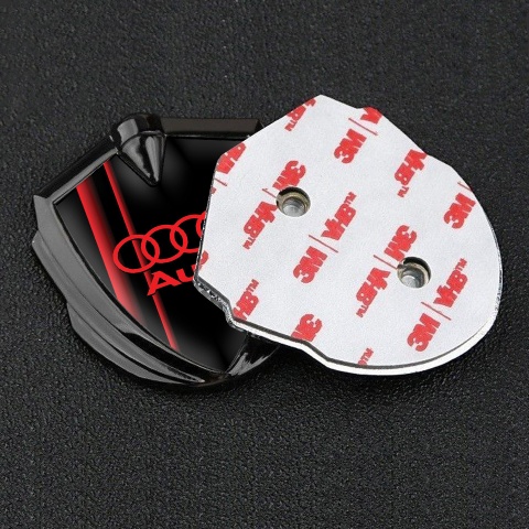 Audi Emblem Self Adhesive Graphite Black Fill Crimson Straight Lines