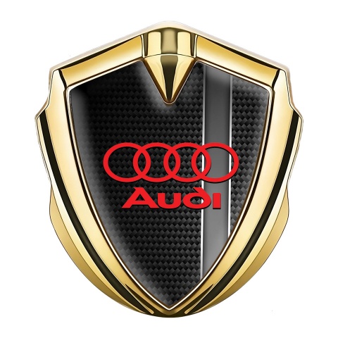 Audi Bodyside Emblem Badge Gold Black Carbon Sport Stripe