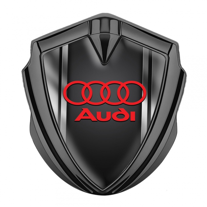Audi Trunk Emblem Badge Graphite Metallic Frame Red Logo Design