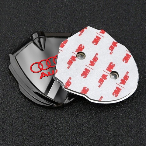 Audi Emblem Car Badge Graphite Diagonal Panels Crimson Logo