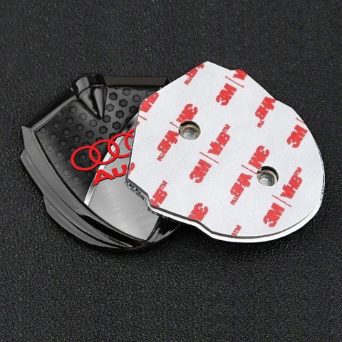 Audi Bodyside Domed Emblem Graphite Black Hexagon Polished Metal
