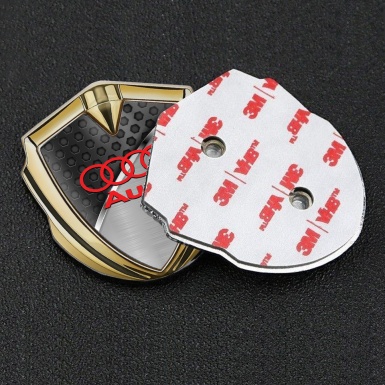Audi Bodyside Domed Emblem Gold Black Hexagon Polished Metal