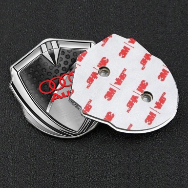 Audi Bodyside Domed Emblem Silver Black Hexagon Polished Metal
