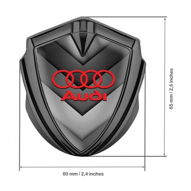Audi Metal Emblem Self Adhesive Graphite Grey Fragments Red Logo