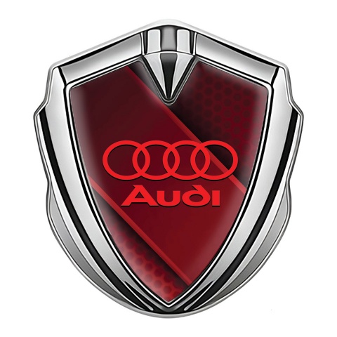 Audi Bodyside Badge Self Adhesive Silver Red Hex Crimson Logo