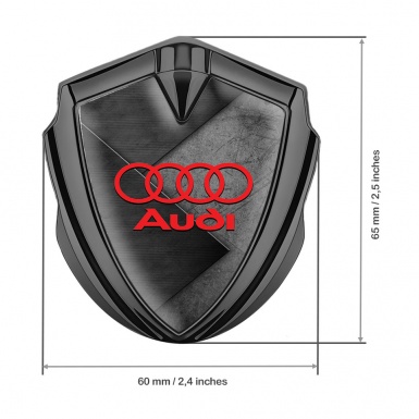 Audi Emblem Badge Self Adhesive Graphite Scratched Stone Effect