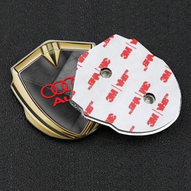 Audi Emblem Badge Self Adhesive Gold Scratched Stone Effect