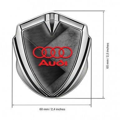 Audi Emblem Badge Self Adhesive Silver Scratched Stone Effect