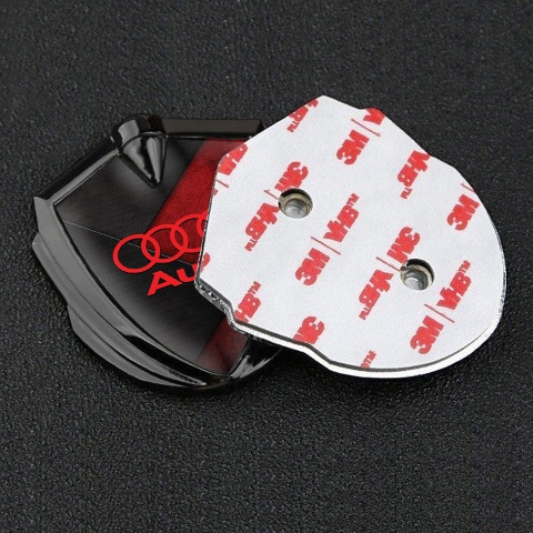 Audi Emblem Fender Badge Graphite Black Red Elements Crimson Logo