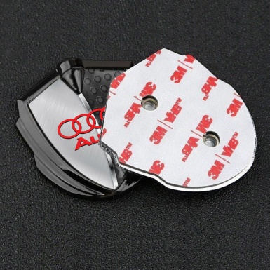 Audi Fender Emblem Badge Graphite Half Steel Panels Red Edition