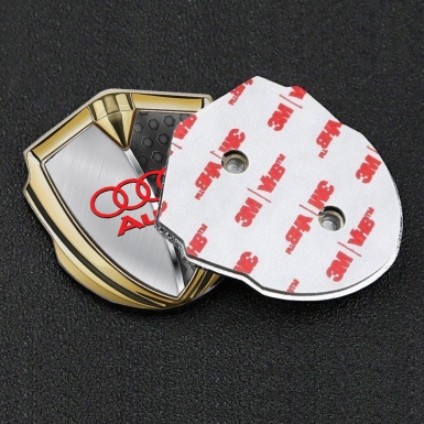 Audi Fender Emblem Badge Gold Half Steel Panels Red Edition