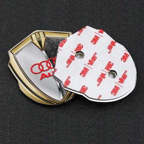 Audi Fender Emblem Badge Gold Half Steel Panels Red Edition