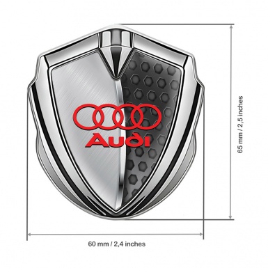 Audi Fender Emblem Badge Silver Half Steel Panels Red Edition