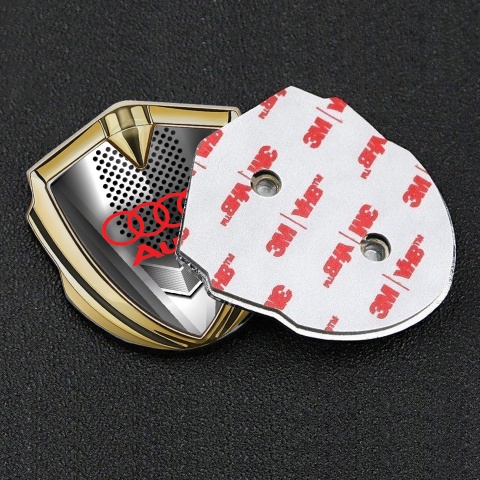 Audi Emblem Trunk Badge Gold Metal Grille Effect Classic Red Logo