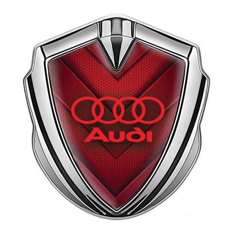 Audi Emblem Self Adhesive Silver Red Hex Elements Classic Logo