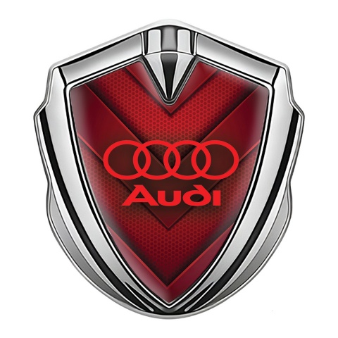 Audi Emblem Self Adhesive Silver Red Hex Elements Classic Logo