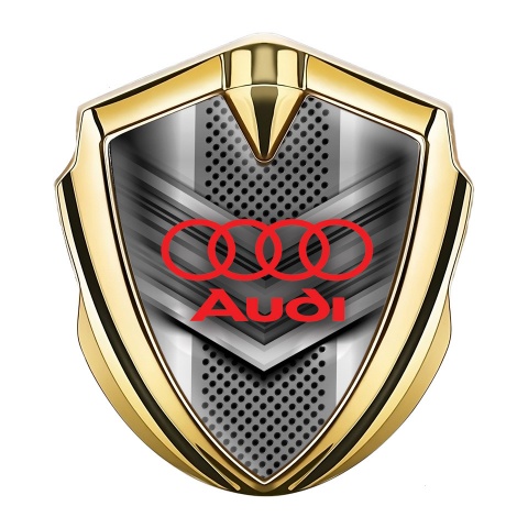 Audi Bodyside Emblem Badge Gold Modern Front Grille Red Logo