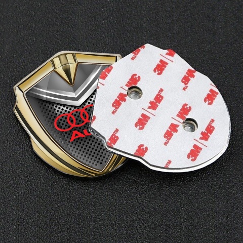 Audi Bodyside Domed Emblem Gold Dark Texture Grey Crest Design