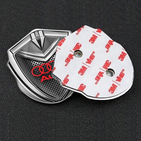 Audi Bodyside Domed Emblem Silver Dark Texture Grey Crest Design