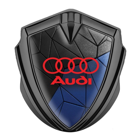 Audi Bodyside Emblem Self Adhesive Graphite Black Blue Mosaic Pattern