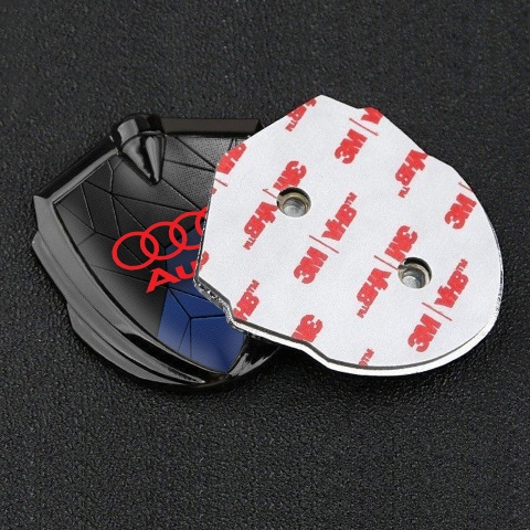 Audi Bodyside Emblem Self Adhesive Graphite Black Blue Mosaic Pattern