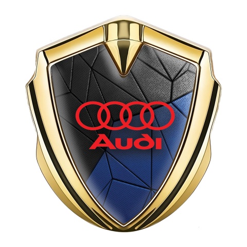 Audi Bodyside Emblem Self Adhesive Gold Black Blue Mosaic Pattern