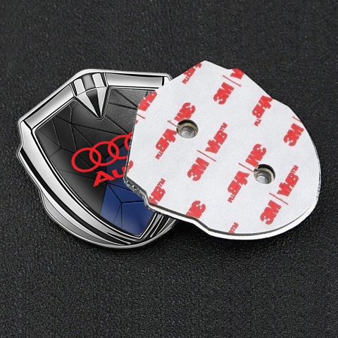 Audi Bodyside Emblem Self Adhesive Silver Black Blue Mosaic Pattern