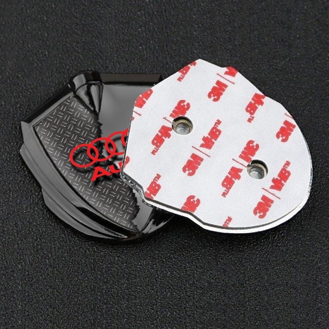 Audi Metal 3D Domed Emblem Graphite Ripped Metal Crimson Logo