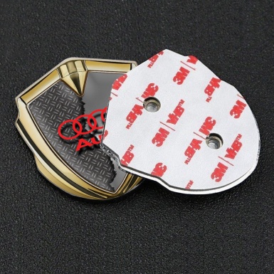 Audi Metal 3D Domed Emblem Gold Ripped Metal Crimson Logo