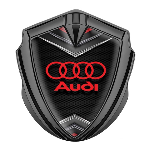 Audi Emblem Fender Badge Graphite Dark Grate Chrome Elements Motif