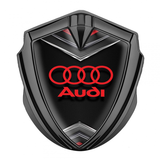 Audi Emblem Fender Badge Graphite Dark Grate Chrome Elements Motif