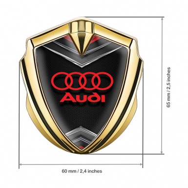 Audi Emblem Fender Badge Gold Dark Grate Chrome Elements Motif