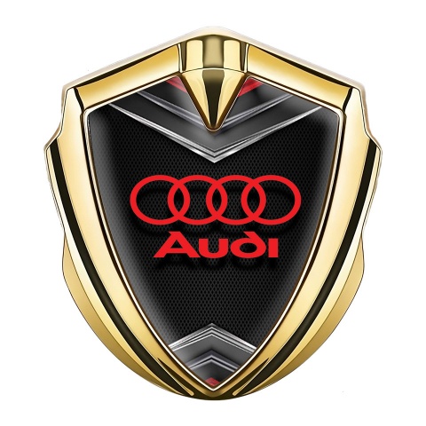 Audi Emblem Fender Badge Gold Dark Grate Chrome Elements Motif