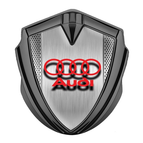 Audi Emblem Trunk Badge Graphite Metallic Grate Brushed Metal Effect