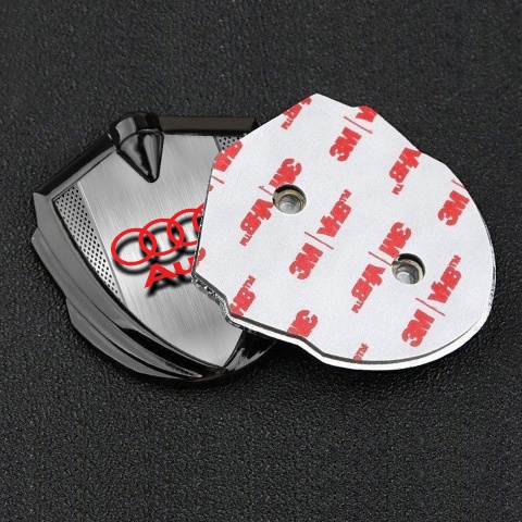 Audi Emblem Trunk Badge Graphite Metallic Grate Brushed Metal Effect