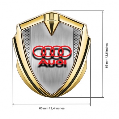 Audi Emblem Trunk Badge Gold Metallic Grate Brushed Metal Effect