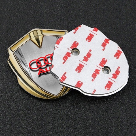 Audi Emblem Trunk Badge Gold Metallic Grate Brushed Metal Effect