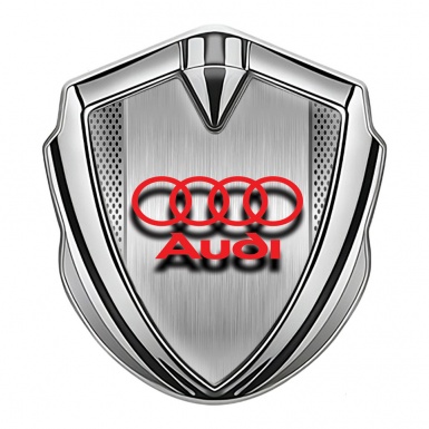 Audi Emblem Trunk Badge Silver Metallic Grate Brushed Metal Effect