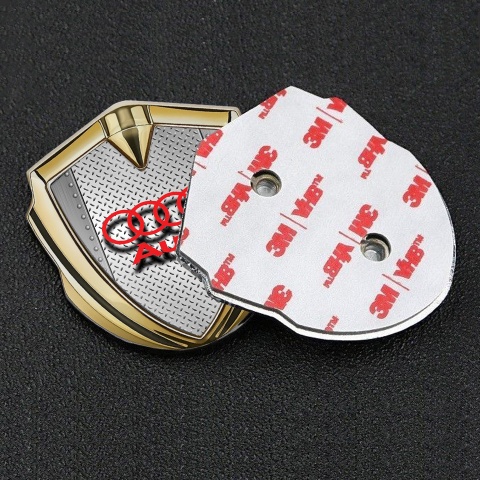 Audi Emblem Self Adhesive Gold Rivets Texture Treadplate Design