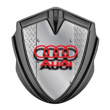 Audi Bodyside Emblem Badge Graphite Treadplate Motif Red Logo
