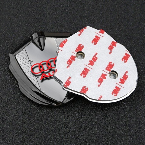 Audi Bodyside Emblem Badge Graphite Treadplate Motif Red Logo