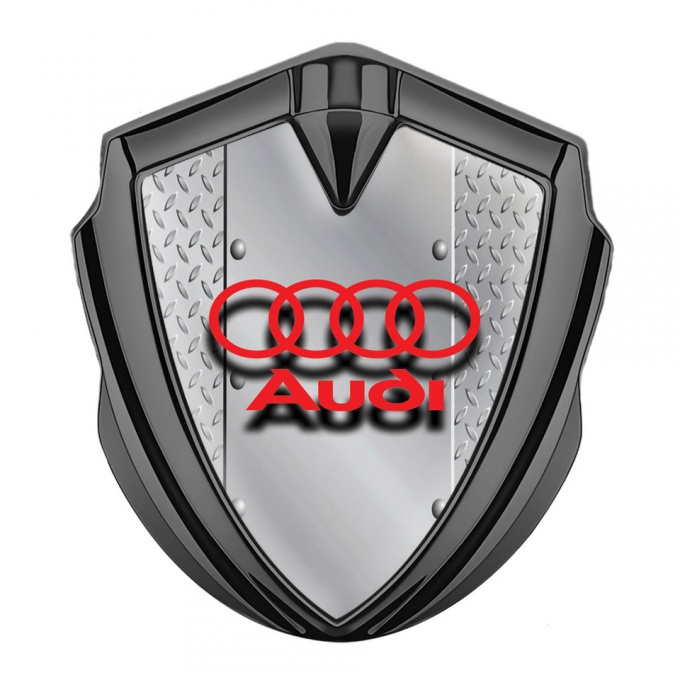 Audi Bodyside Emblem Badge Graphite Treadplate Motif Red Logo