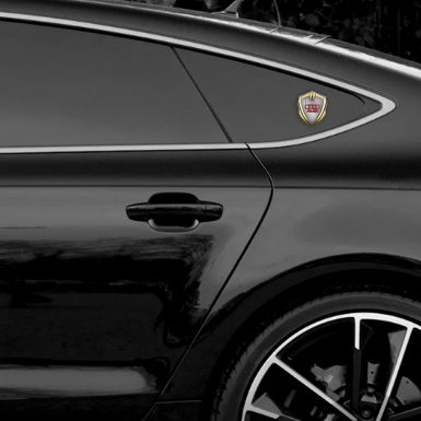 Audi Bodyside Emblem Badge Gold Treadplate Motif Red Logo