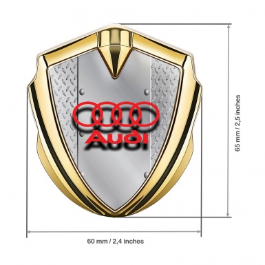 Audi Bodyside Emblem Badge Gold Treadplate Motif Red Logo