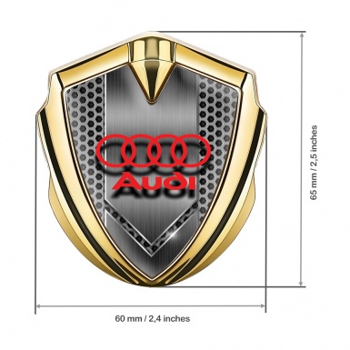 Audi Trunk Emblem Badge Gold Hexagon Texture Crimson Edition