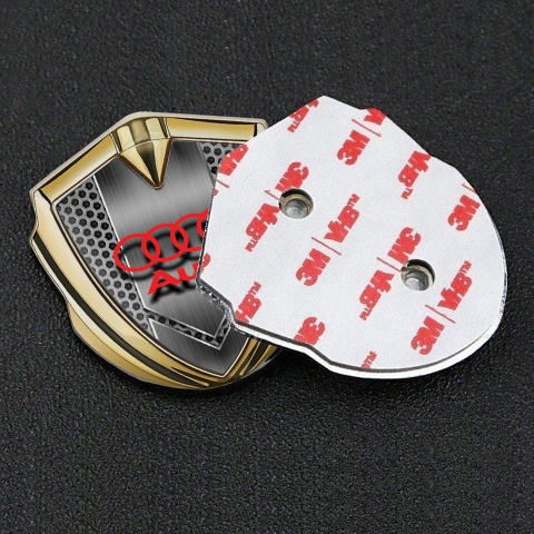 Audi Trunk Emblem Badge Gold Hexagon Texture Crimson Edition