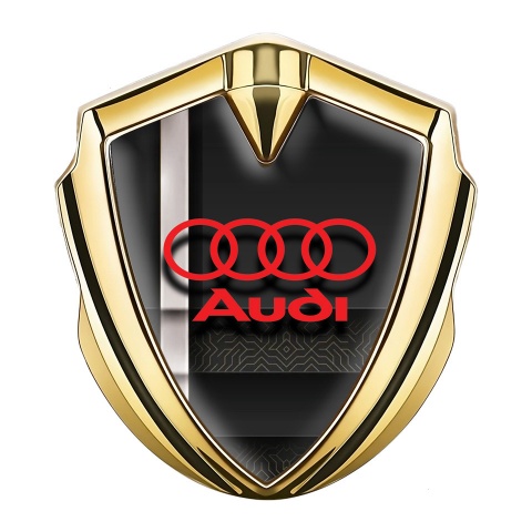 Audi Emblem Car Badge Gold Modern Base Fill White Sport Stripe
