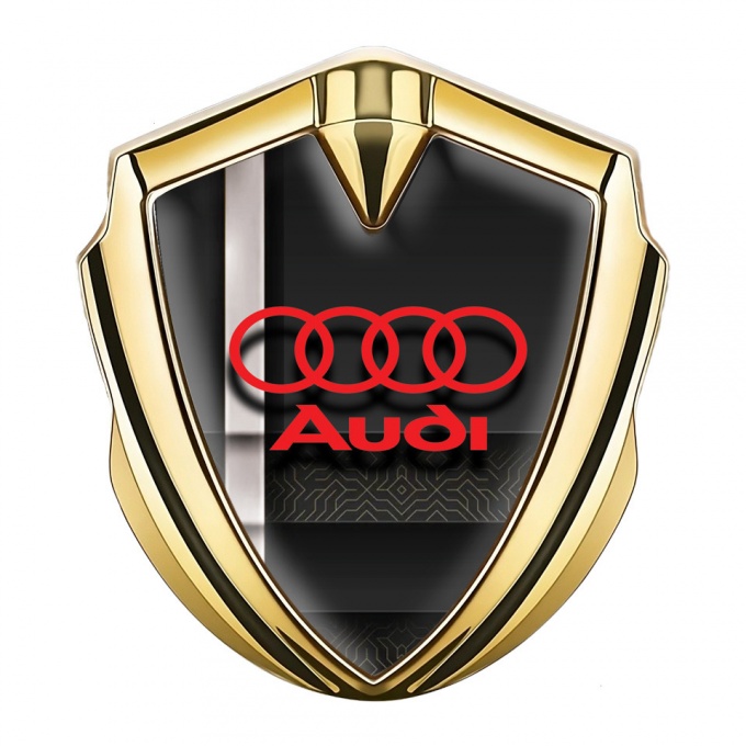 Audi Emblem Car Badge Gold Modern Base Fill White Sport Stripe
